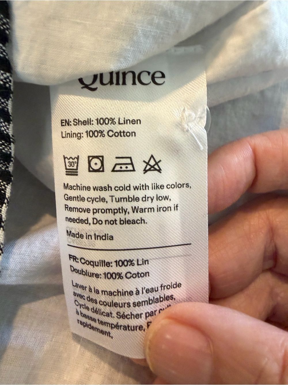 Quince 100% European Linen Fit & Flare Midi Dress / Classic Mini Gingham / S - Picture 7 of 8